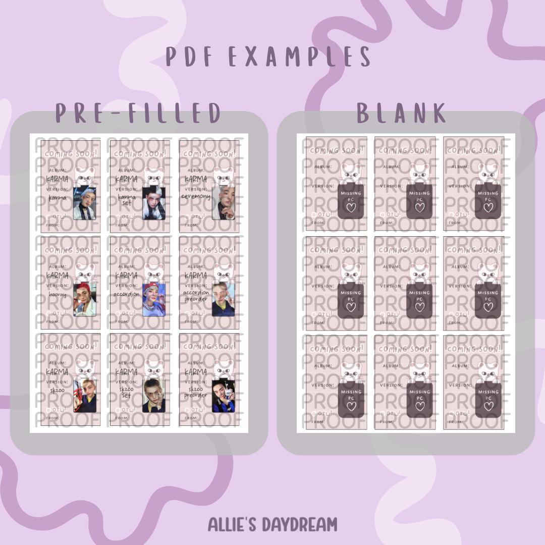 Stray Kids Hyunjin Jiniret SKZOO Photocard Placeholder With Photocard Preview (Digital Download PDFs)