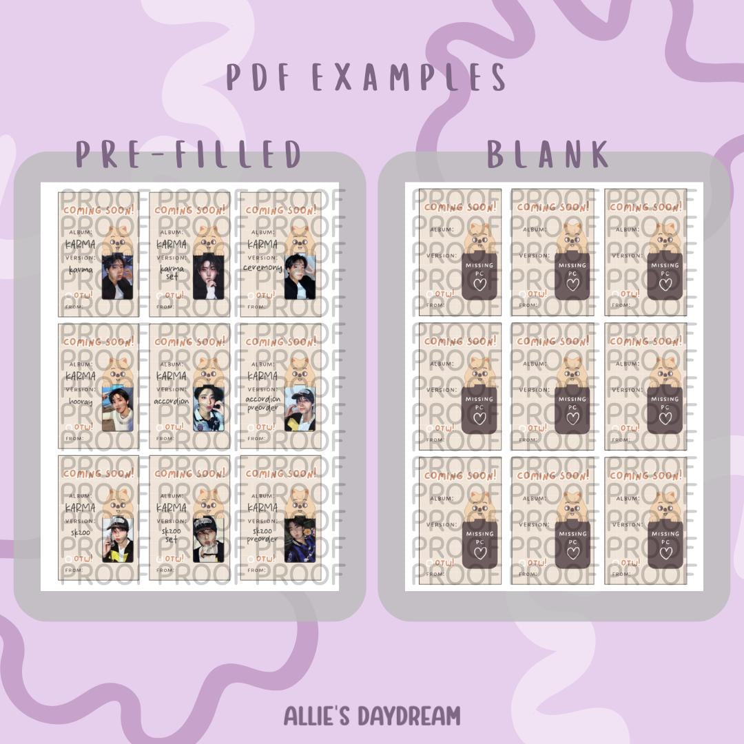Stray Kids Jisung Han Quokka SKZOO Photocard Placeholder With Photocard Preview (Digital Download PDFs)