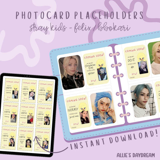 Stray Kids Felix Bbokari SKZOO Photocard Placeholder With Photocard Preview (Digital Download PDFs)