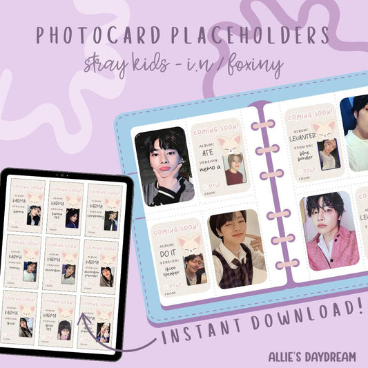 Stray Kids I.N Jeongin Foxiny SKZOO Photocard Placeholder With Photocard Preview (Digital Download PDFs)