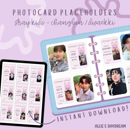 Stray Kids Changbin Dwaekki SKZOO Photocard Placeholder With Photocard Preview (Digital Download PDFs)