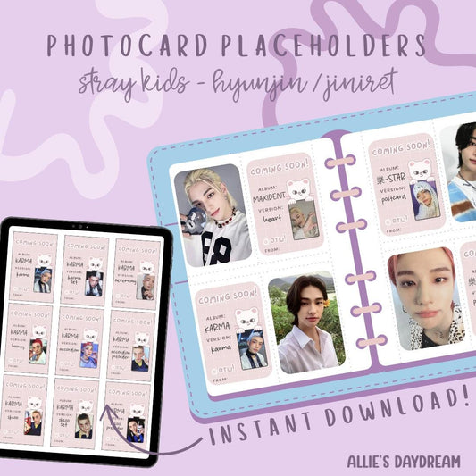 Stray Kids Hyunjin Jiniret SKZOO Photocard Placeholder With Photocard Preview (Digital Download PDFs)