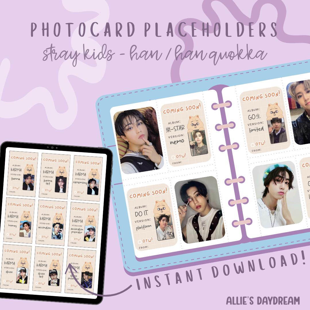 Stray Kids Jisung Han Quokka SKZOO Photocard Placeholder With Photocard Preview (Digital Download PDFs)