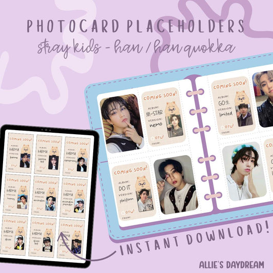 Stray Kids Jisung Han Quokka SKZOO Photocard Placeholder With Photocard Preview (Digital Download PDFs)