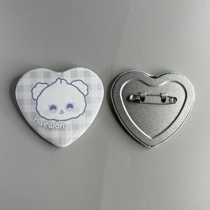 NMIXX MIXXFFY Character Handmade Heart Shaped Pin Back Buttons