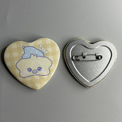 NMIXX MIXXFFY Character Handmade Heart Shaped Pin Back Buttons