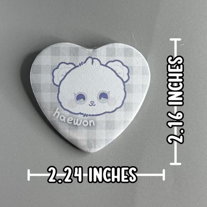 NMIXX MIXXFFY Character Handmade Heart Shaped Pin Back Buttons
