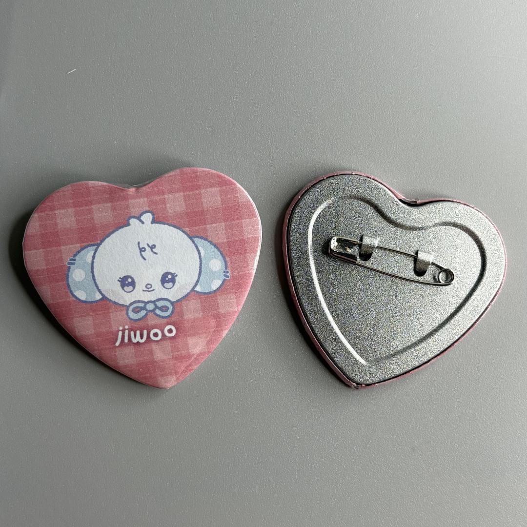 NMIXX MIXXFFY Character Handmade Heart Shaped Pin Back Buttons