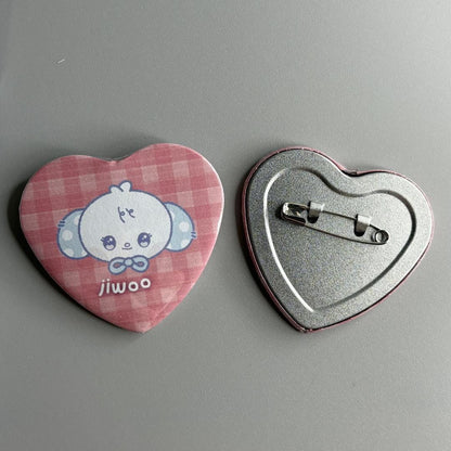 NMIXX MIXXFFY Character Handmade Heart Shaped Pin Back Buttons