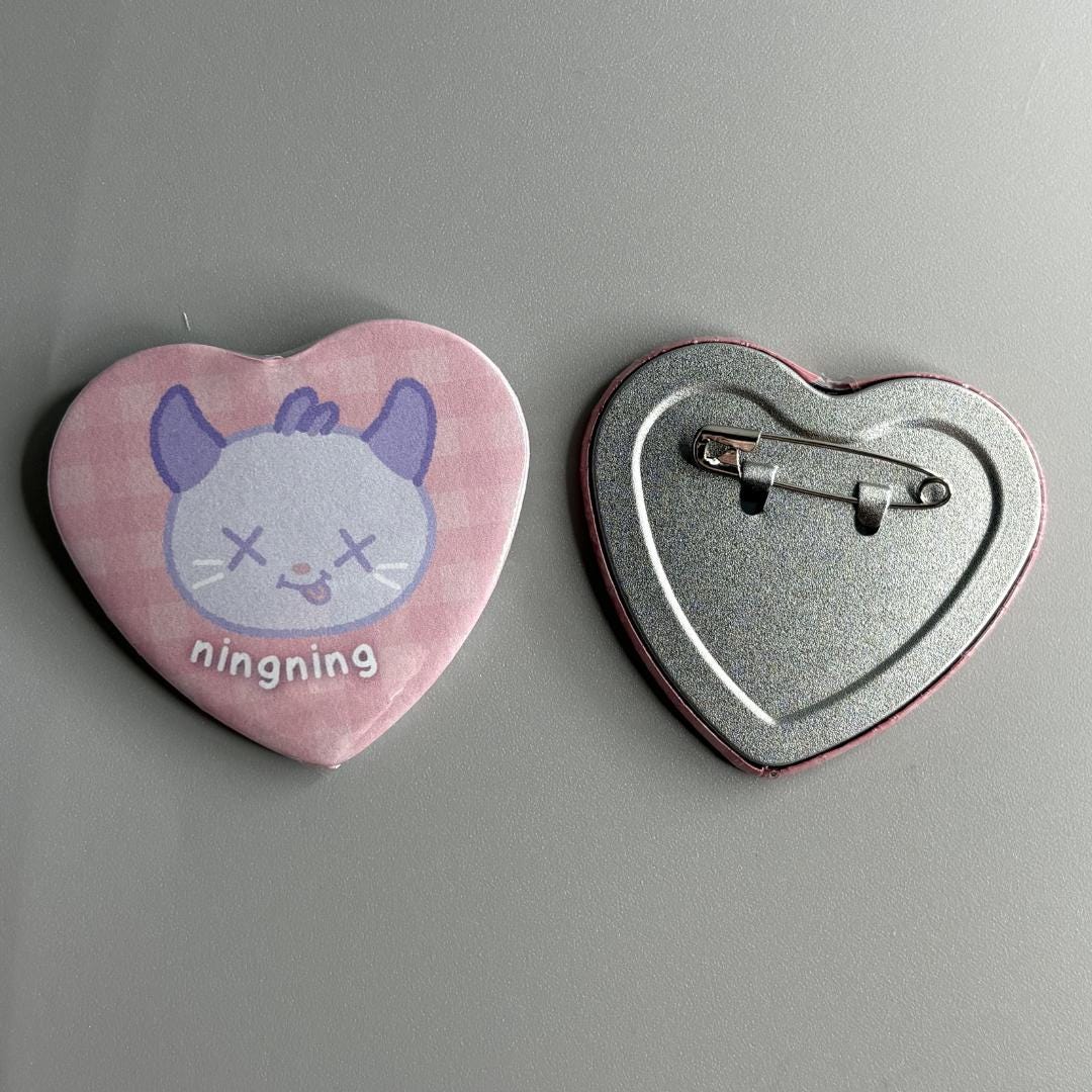 Aespa Character Handmade Heart Shaped Pin Back Buttons