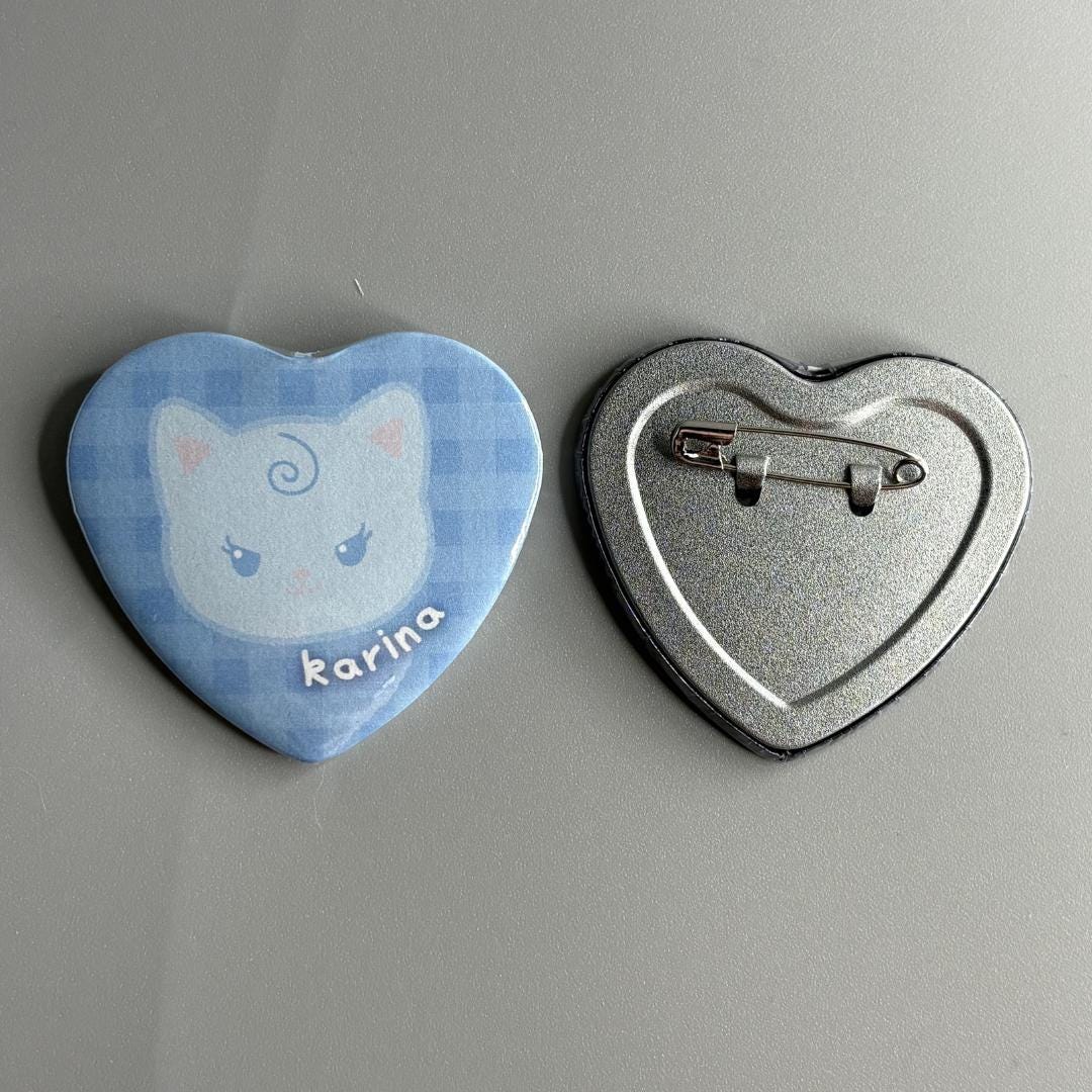 Aespa Character Handmade Heart Shaped Pin Back Buttons