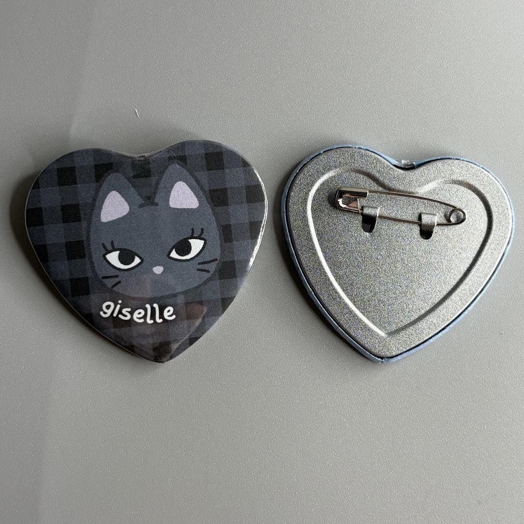 Aespa Character Handmade Heart Shaped Pin Back Buttons