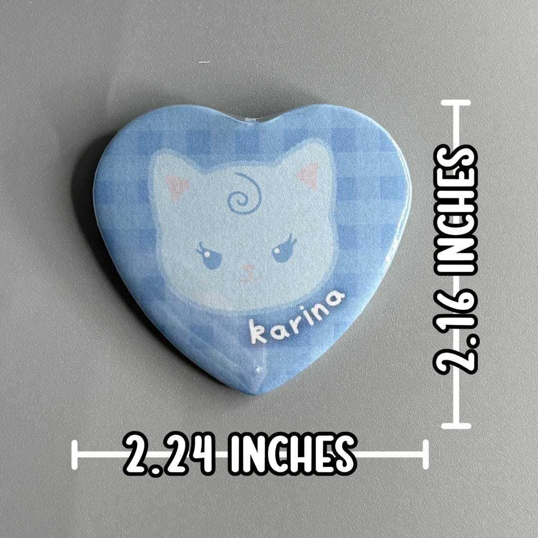 Aespa Character Handmade Heart Shaped Pin Back Buttons