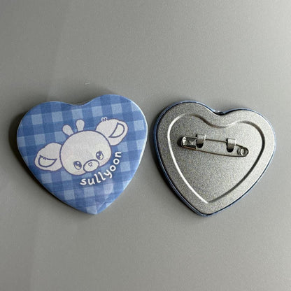 NMIXX MIXXFFY Character Handmade Heart Shaped Pin Back Buttons