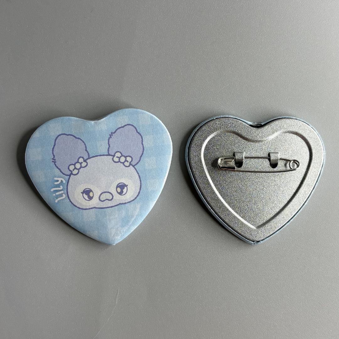 NMIXX MIXXFFY Character Handmade Heart Shaped Pin Back Buttons