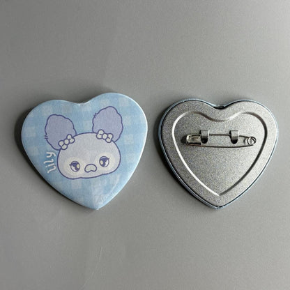 NMIXX MIXXFFY Character Handmade Heart Shaped Pin Back Buttons