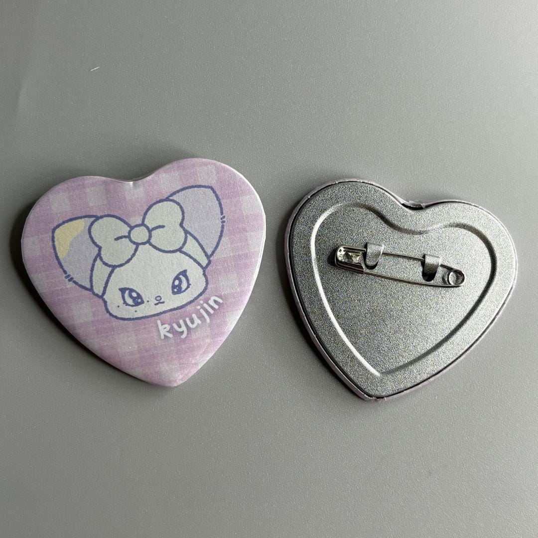 NMIXX MIXXFFY Character Handmade Heart Shaped Pin Back Buttons