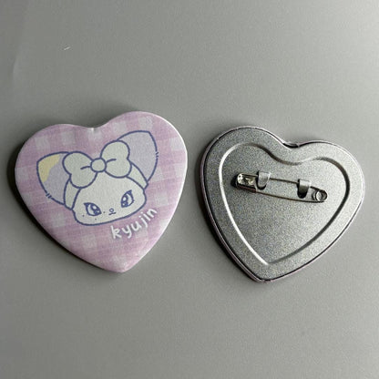 NMIXX MIXXFFY Character Handmade Heart Shaped Pin Back Buttons