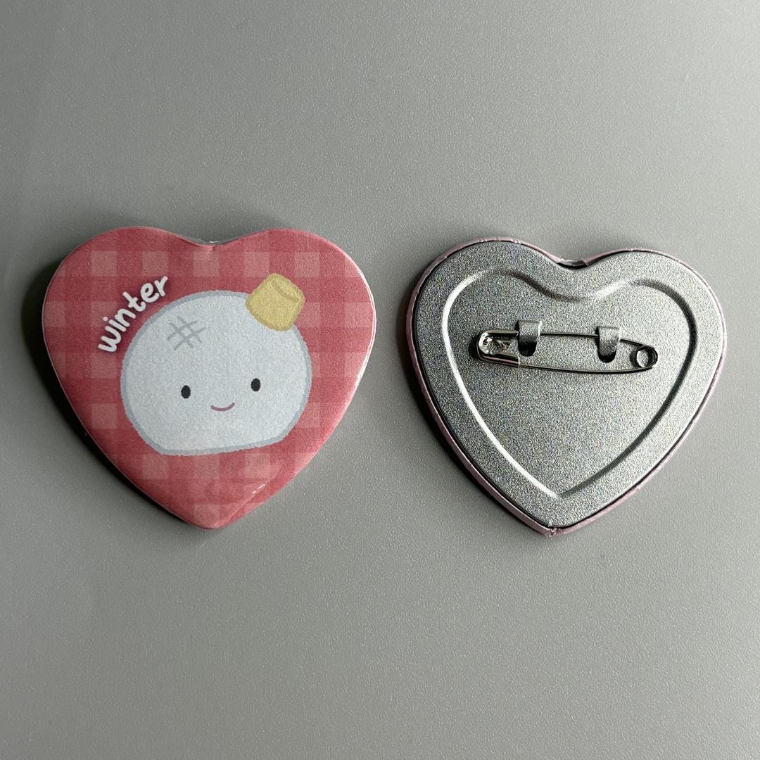 Aespa Character Handmade Heart Shaped Pin Back Buttons