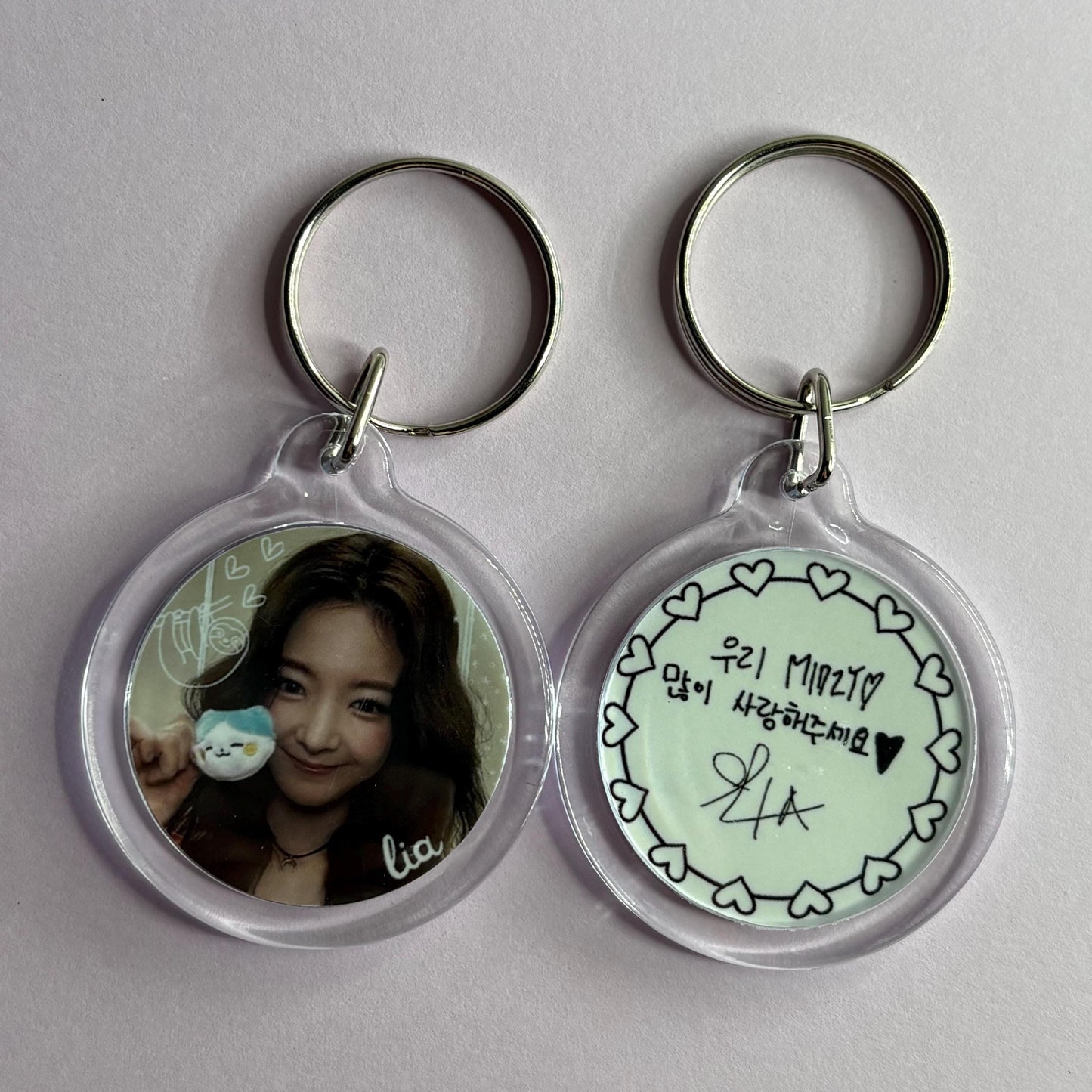 ITZY TWINZY Cute Emoji Doodled Double Sided Handwriting Keychain