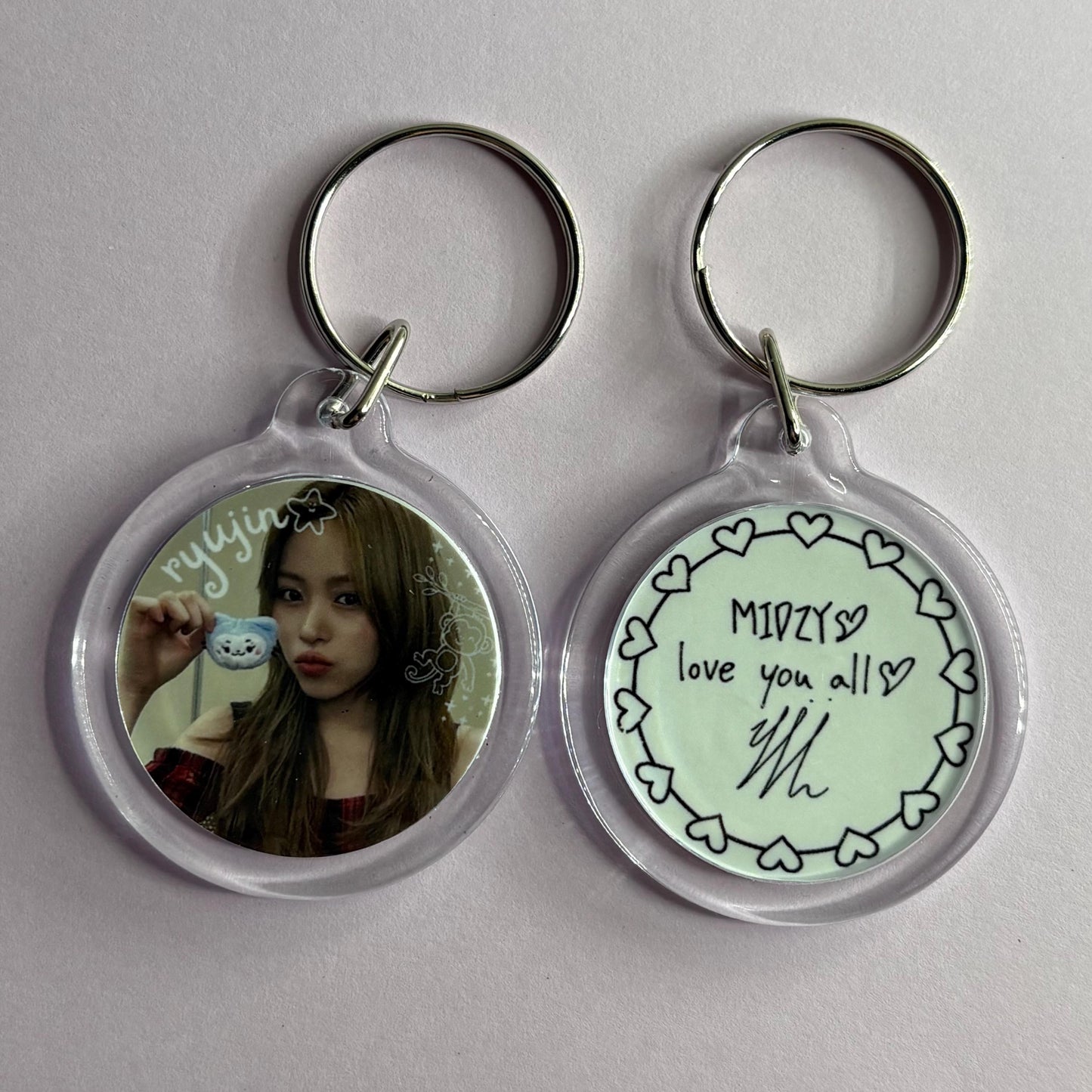 ITZY TWINZY Cute Emoji Doodled Double Sided Handwriting Keychain