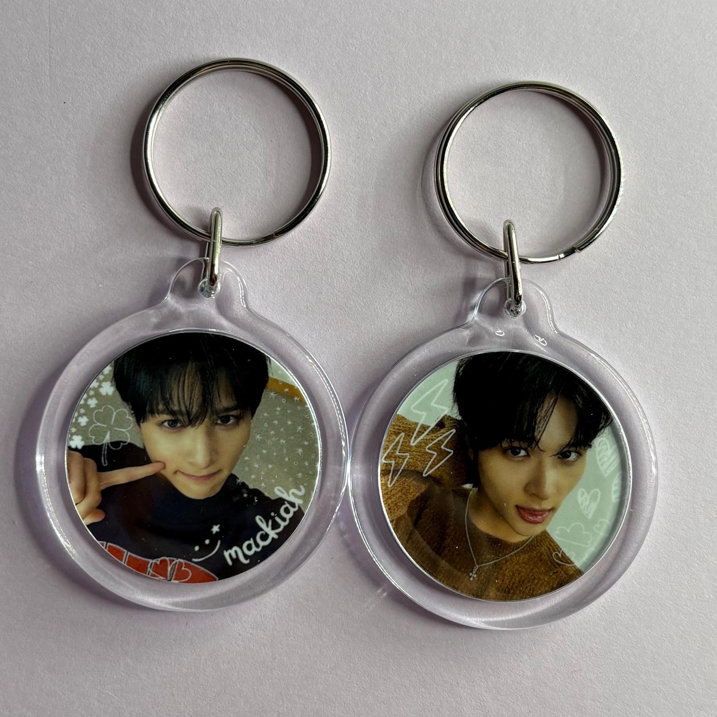 Ampers&one Cute Doodled Emoji Member Photo Double Sided Keychain