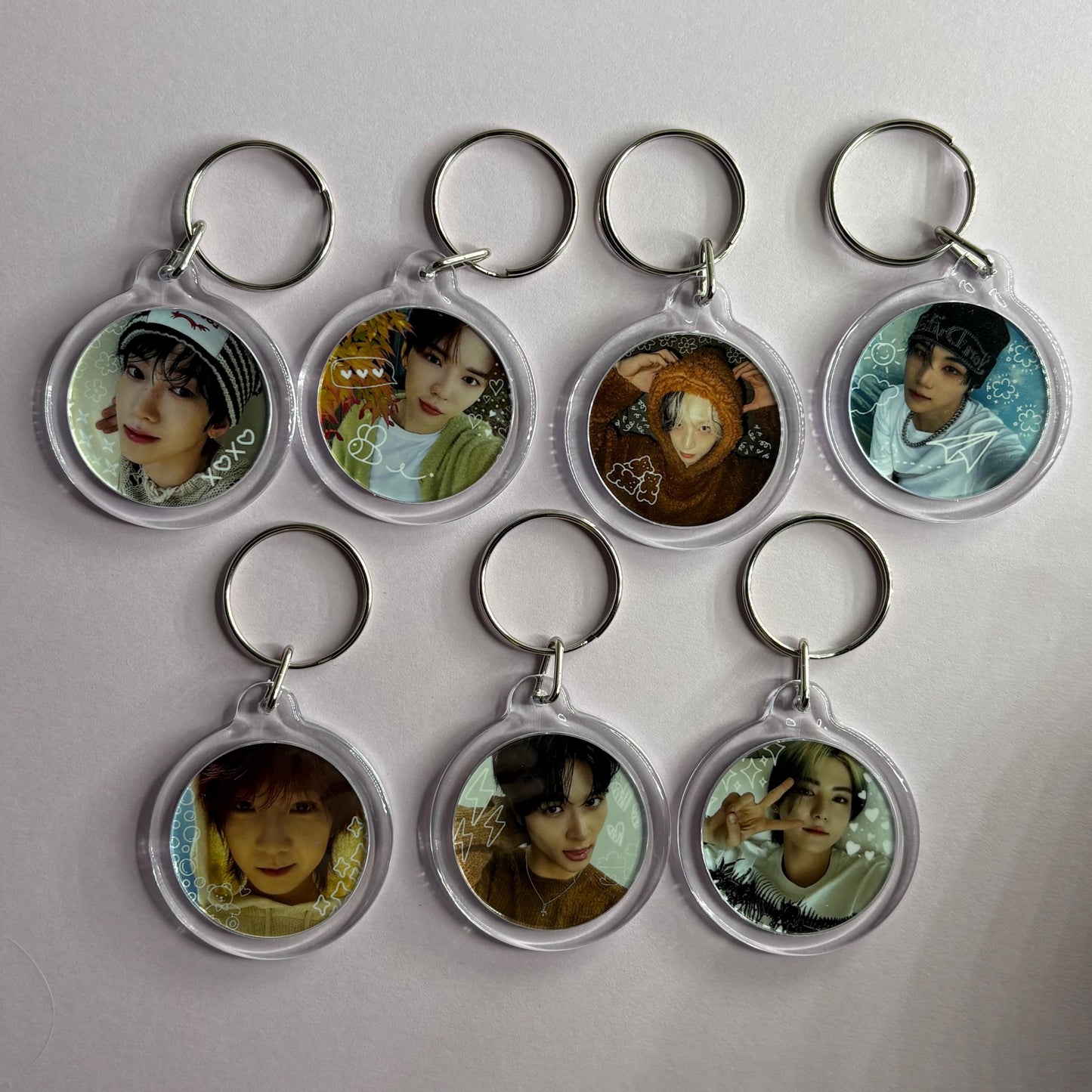 Ampers&one Cute Doodled Emoji Member Photo Double Sided Keychain