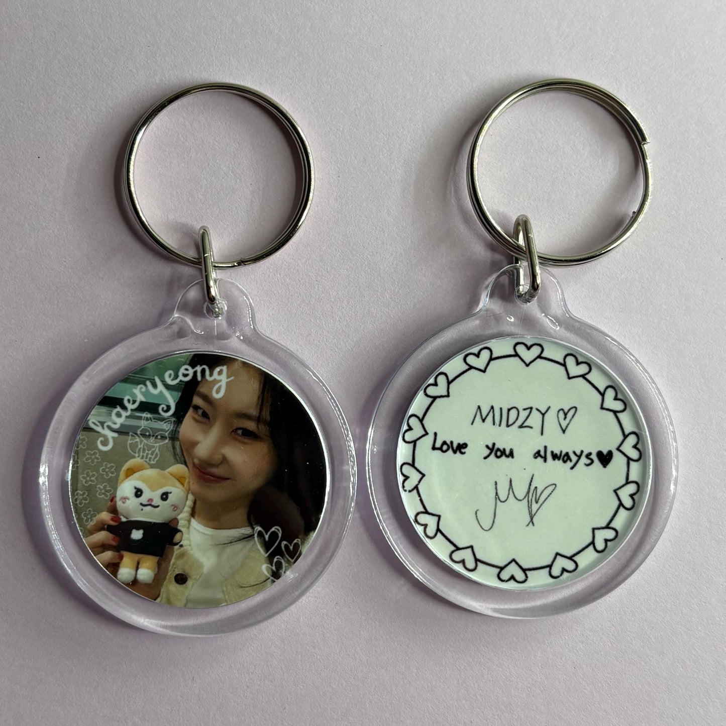 ITZY TWINZY Cute Emoji Doodled Double Sided Handwriting Keychain