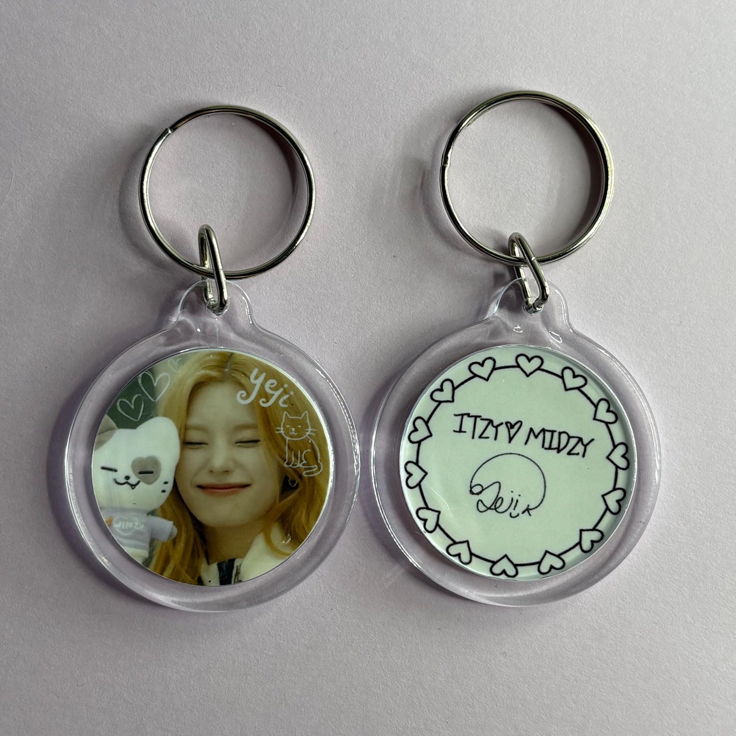 ITZY TWINZY Cute Emoji Doodled Double Sided Handwriting Keychain