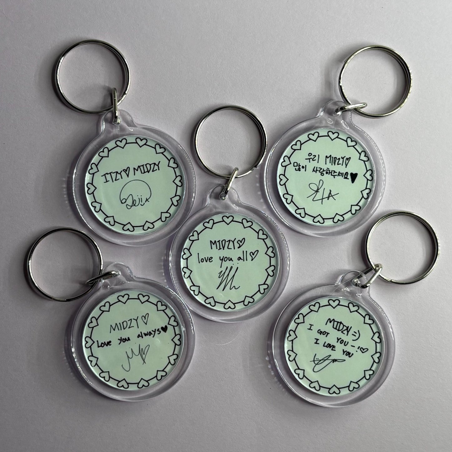 ITZY TWINZY Cute Emoji Doodled Double Sided Handwriting Keychain