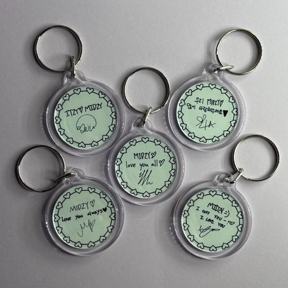 ITZY TWINZY Cute Emoji Doodled Double Sided Handwriting Keychain