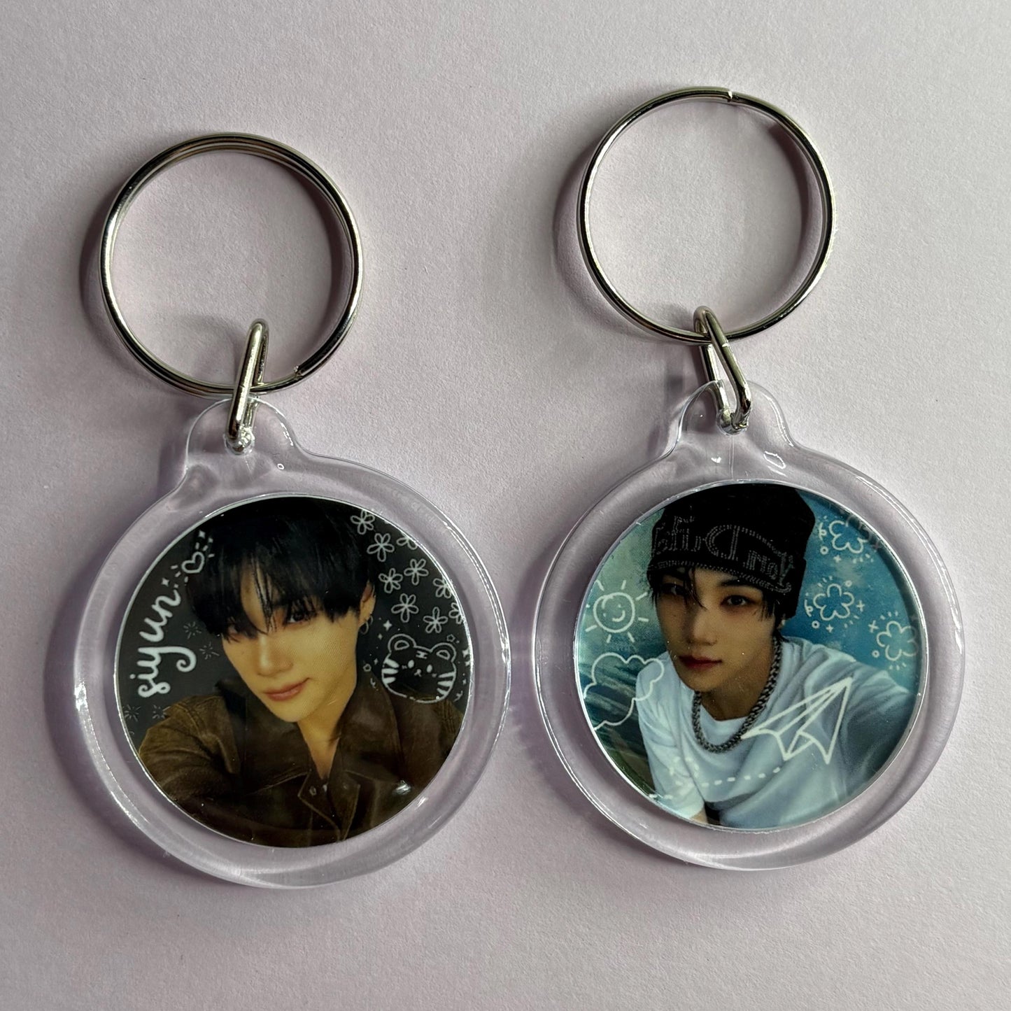 Ampers&one Cute Doodled Emoji Member Photo Double Sided Keychain