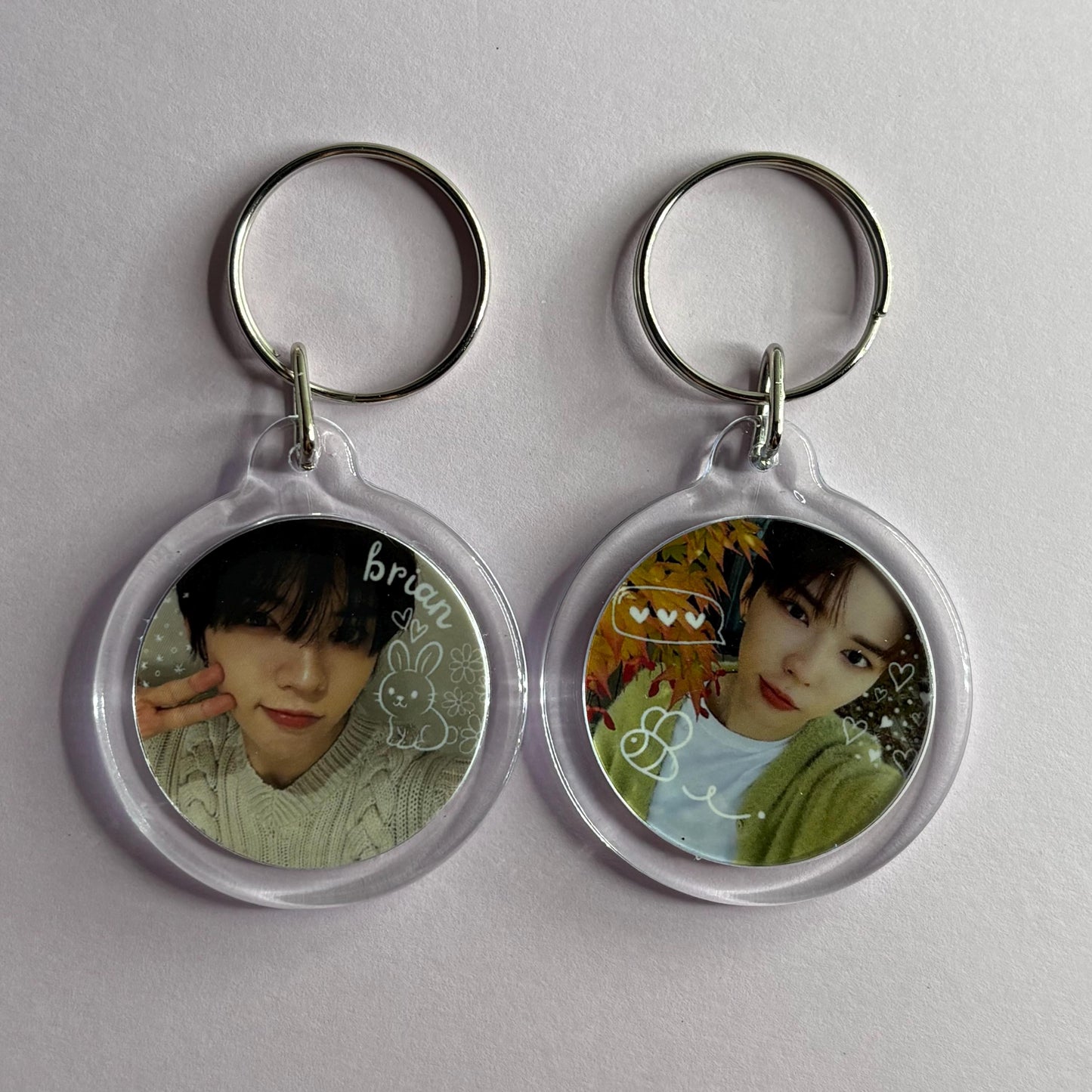 Ampers&one Cute Doodled Emoji Member Photo Double Sided Keychain