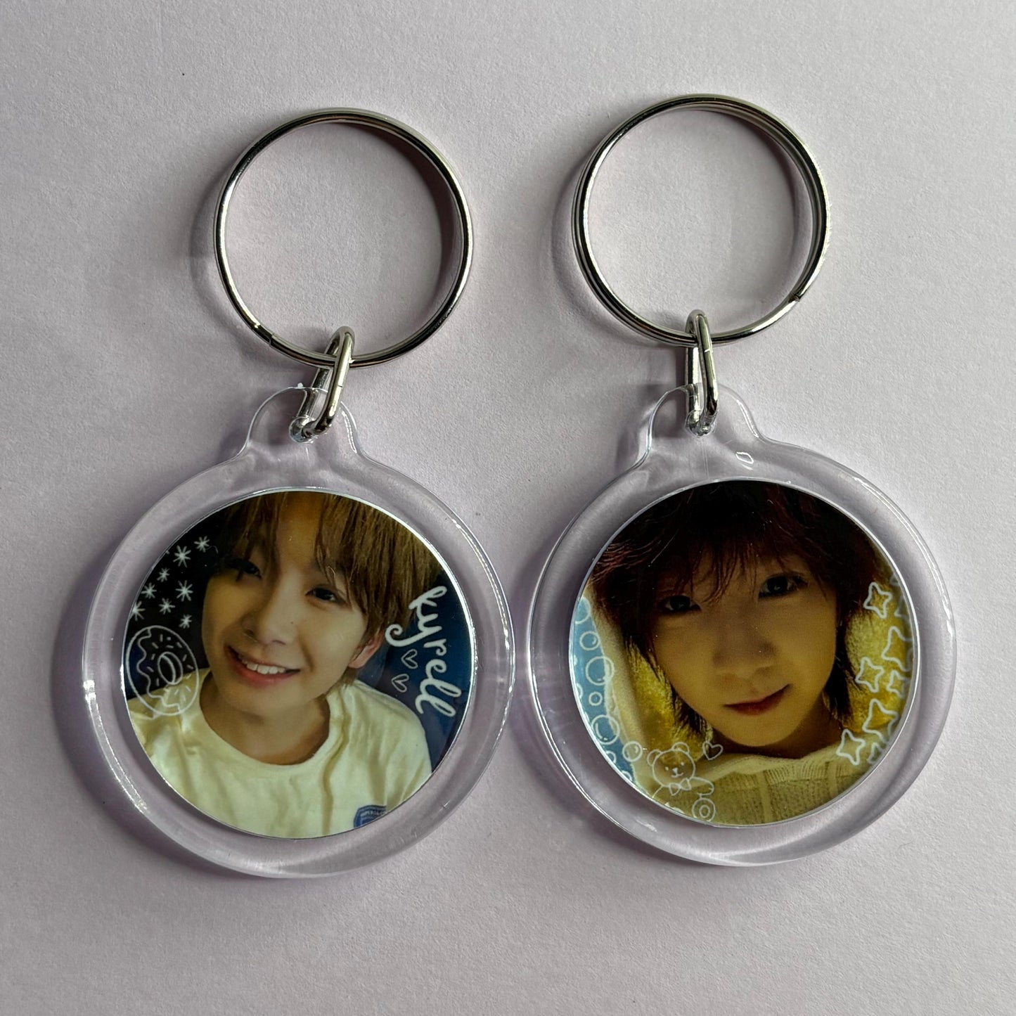 Ampers&one Cute Doodled Emoji Member Photo Double Sided Keychain