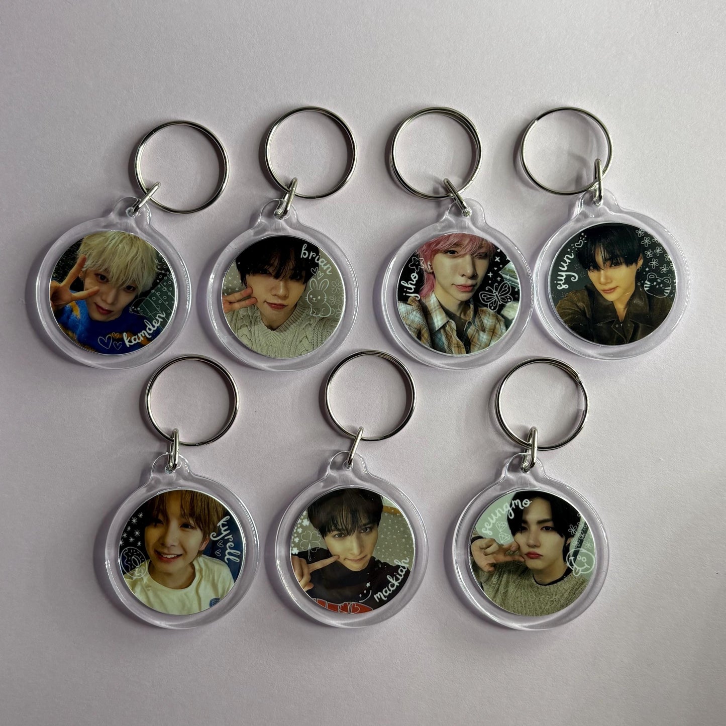 Ampers&one Cute Doodled Emoji Member Photo Double Sided Keychain