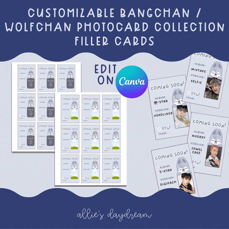 Stray Kids Photocard Collection Filler Card Canva Customizable Template